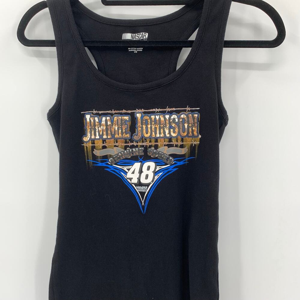 Nascar for Her Tank Womens Large Jimmie Johnson #48 Racerback Stretchy Black